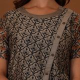 Brown Handcrafted One Side Drape Cotton Silk Chola Dress