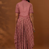Pink Handcrafted Double Side Drape Cotton Chola Dress