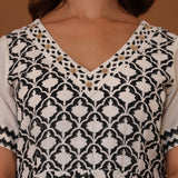 White Handcrafted Double Side Drape Cotton Chola Dress