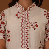 White Double Side Drape Handcrafted Cotton Chola Dress