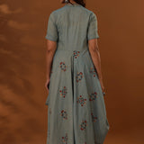 Blue Handcrafted Double Side Drape Cotton Chola Dress