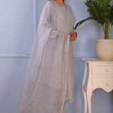 Sky Blue Cotton Silk Straight Kurta Set