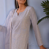 Sky Blue Cotton Silk Straight Kurta Set