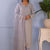 Sky Blue Cotton Silk Straight Kurta Set