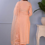 Peach Cotton Silk Straight Kurta Set