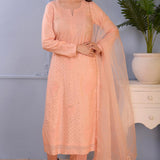 Peach Cotton Silk Straight Kurta Set