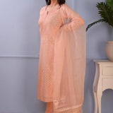 Peach Cotton Silk Straight Kurta Set