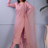 Purple Cotton Silk Straight Kurta Set