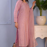 Purple Cotton Silk Straight Kurta Set