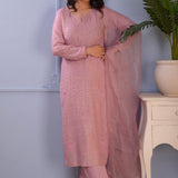 Purple Cotton Silk Straight Kurta Set