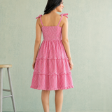 Pink Gingham Tiered Mini Gown