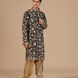Noir Floral Zari Kurta Set