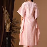 Rose Pink Khadi Printed Cotton Kaftan With Palazzo Set
