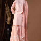 Rose Pink Khadi Printed Cotton Sharara Set