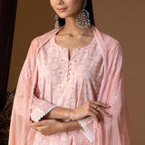 Rose Pink Khadi Printed Cotton Sharara Set