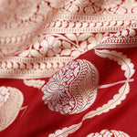 Burgundy Red Banarasi Silk Saree With Zari Butta