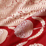 Burgundy Red Banarasi Silk Saree With Zari Butta