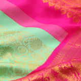 Mint Greeen Kanjivaram Silk Saree With Contrast Border