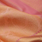 Pastel Peach Kanjivaram Silk Saree With Gold Butti And Big Border