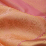 Pastel Peach Kanjivaram Silk Saree With Gold Butti And Big Border