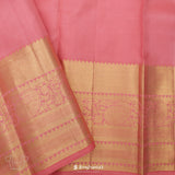 Pastel Peach Kanjivaram Silk Saree With Gold Butti And Big Border