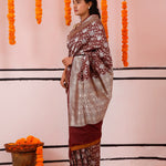 Athletic Maroon Banarasi Silk Saree With Floral Jaal Work