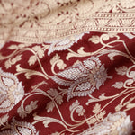 Athletic Maroon Banarasi Silk Saree With Floral Jaal Work