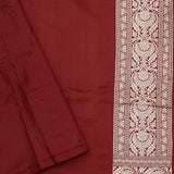 Athletic Maroon Banarasi Silk Saree With Floral Jaal Work