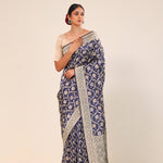 Admiral Blue Chiniya Banarasi Silk Saree
