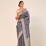 Admiral Blue Chiniya Banarasi Silk Saree