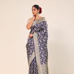 Admiral Blue Chiniya Banarasi Silk Saree