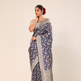 Admiral Blue Chiniya Banarasi Silk Saree