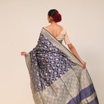 Admiral Blue Chiniya Banarasi Silk Saree