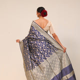 Admiral Blue Chiniya Banarasi Silk Saree