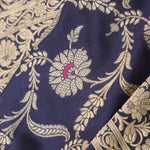 Admiral Blue Chiniya Banarasi Silk Saree