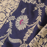 Admiral Blue Chiniya Banarasi Silk Saree