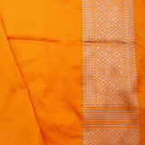 Yellow Orange Banarasi Silk Saree With Meenakari Floral Jaal