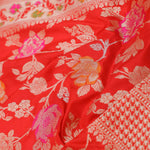 Vibrant Orange Banarasi Silk Saree With Meenakari Work