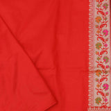 Vibrant Orange Banarasi Silk Saree With Meenakari Work