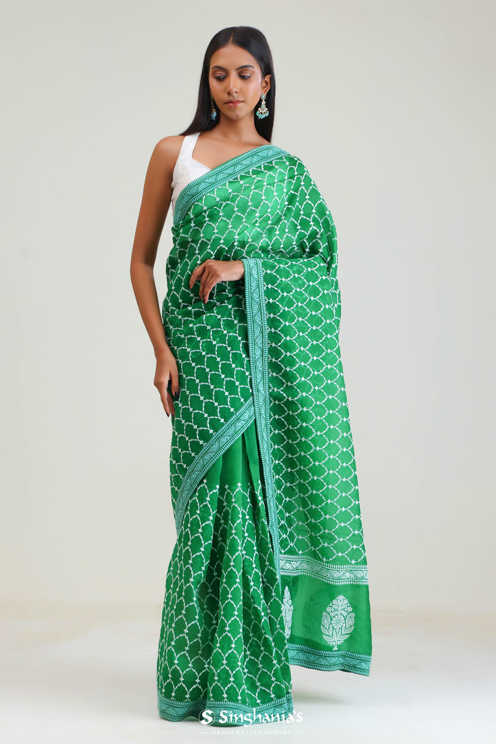 Sea Green Organza Arch Crafted Saree