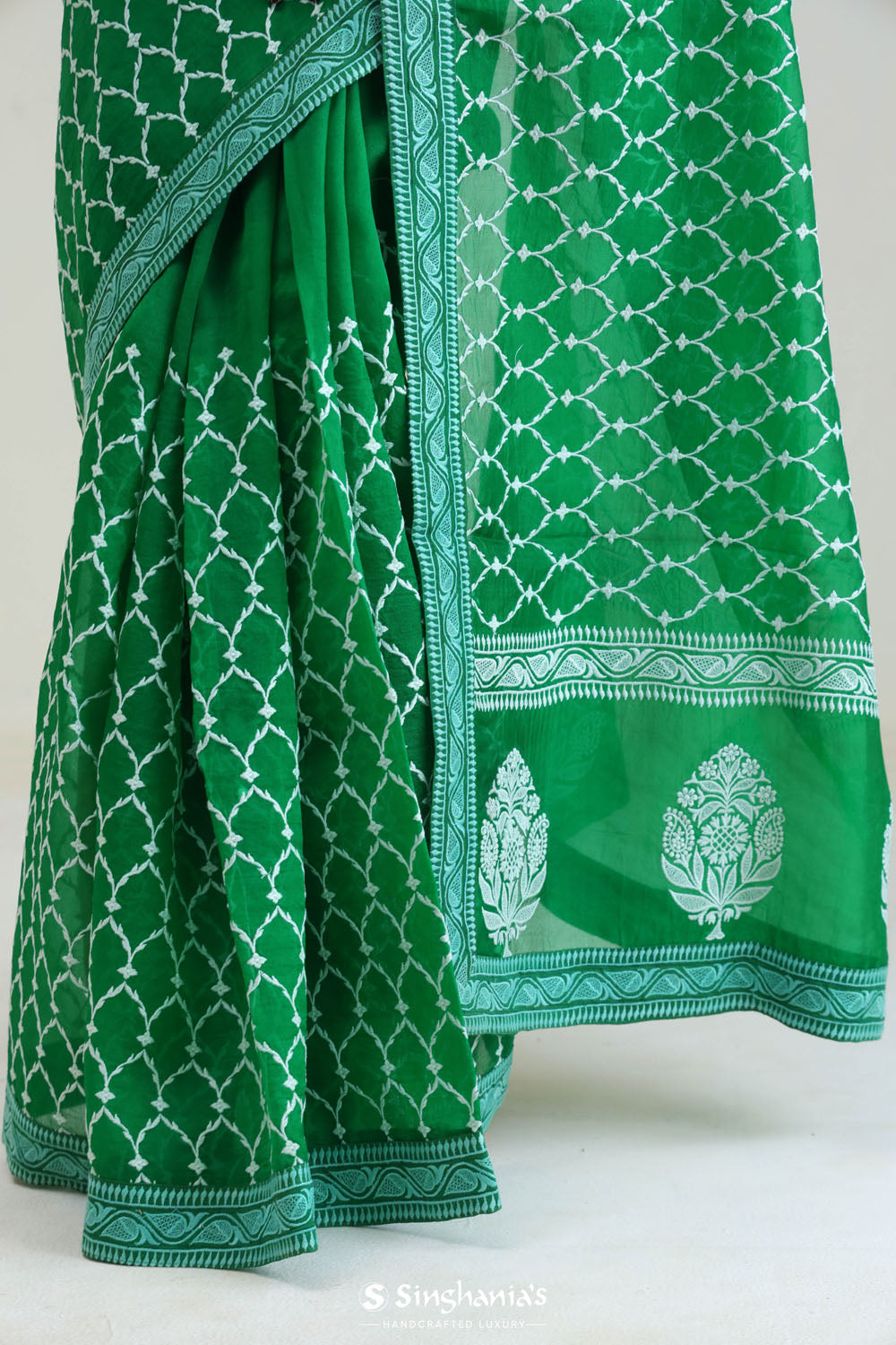 Sea Green Organza Arch Crafted Saree