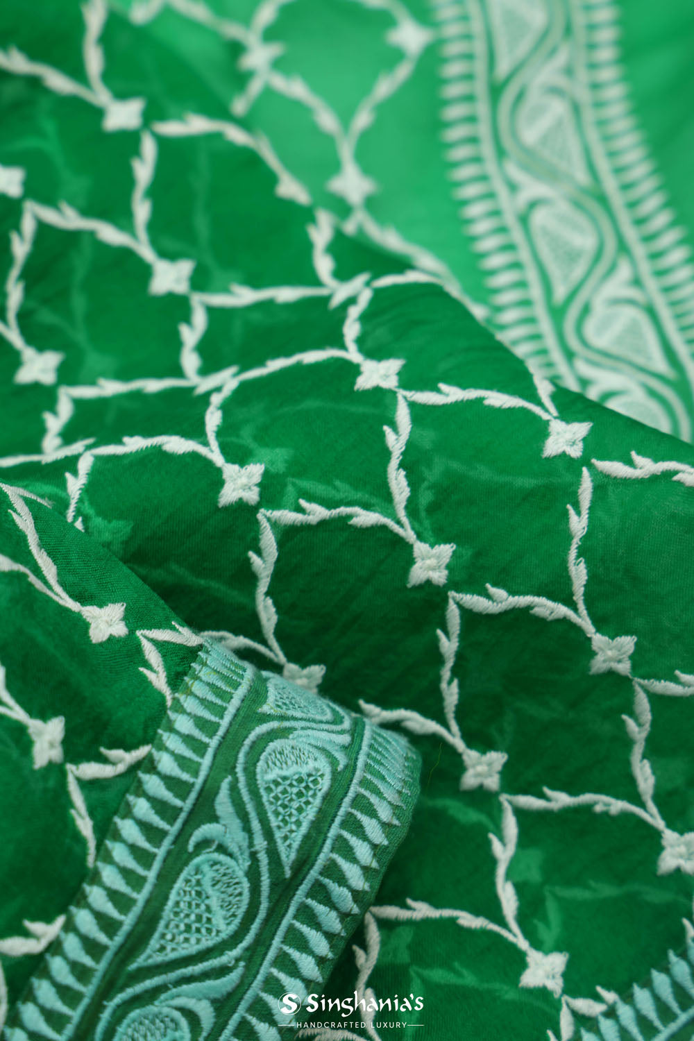 Sea Green Organza Arch Crafted Saree