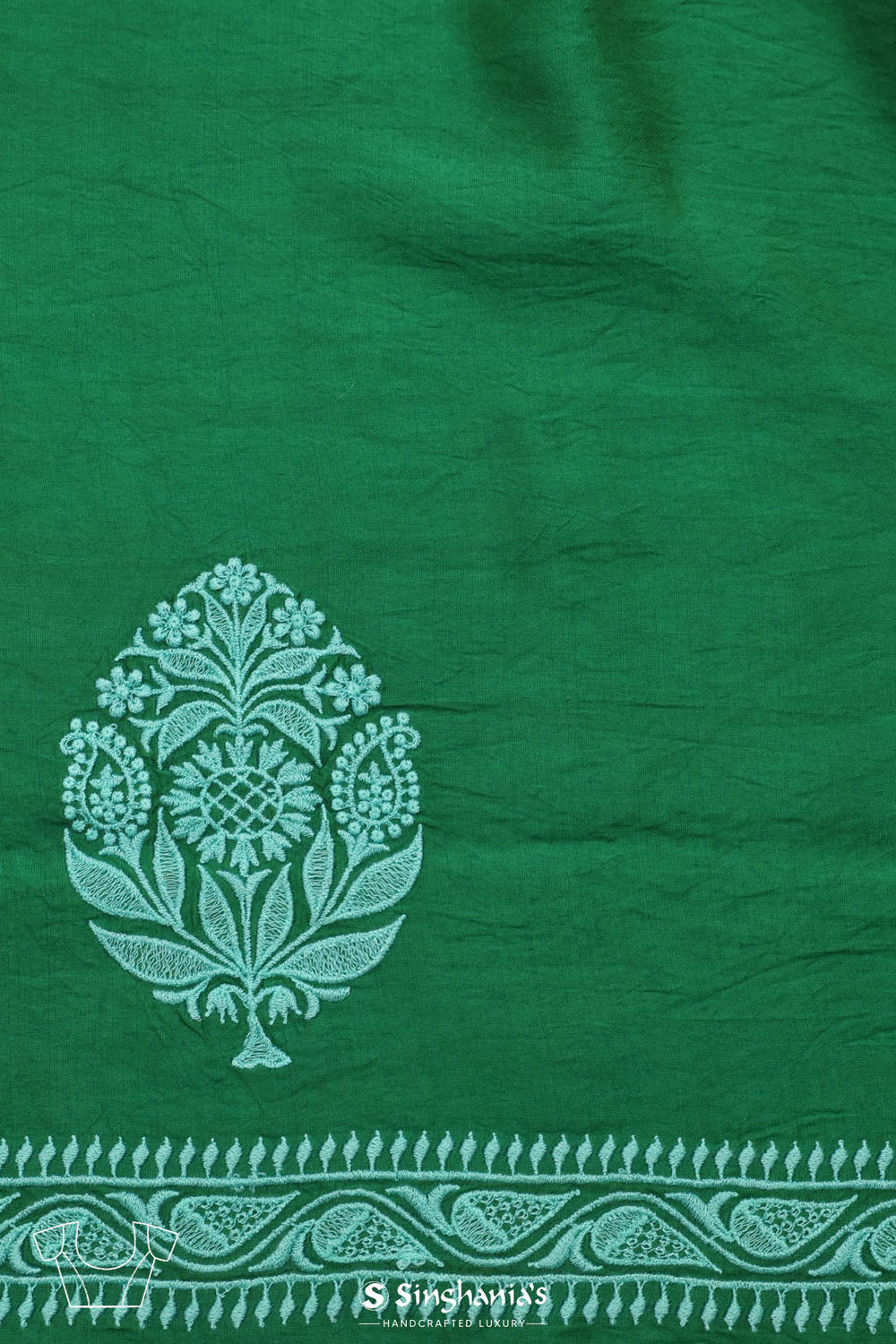 Sea Green Organza Arch Crafted Saree