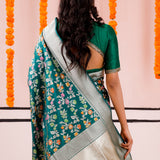 Kaitoke Green Banarasi Silk Saree With Meenakari Zari Jaal Work