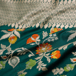 Kaitoke Green Banarasi Silk Saree With Meenakari Zari Jaal Work