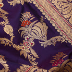 Regalia Purple Banarasi Silk Saree With Floral-Peacock Motifs