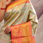 Turquoise Green Jaal Kanjivaram Silk Saree