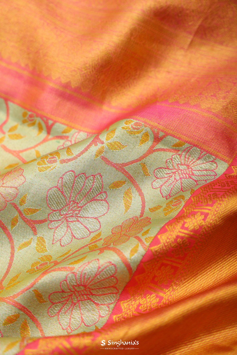 Turquoise Green Jaal Kanjivaram Silk Saree