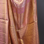 Pink Gold Tissue Kanjivaram Saree With Floral Jaal Weaving