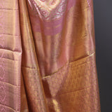 Pink Gold Tissue Kanjivaram Saree With Floral Jaal Weaving